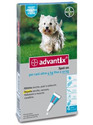 Advantix Spot-On Cani da 4 a 10 kg 4 Pipette Monodose