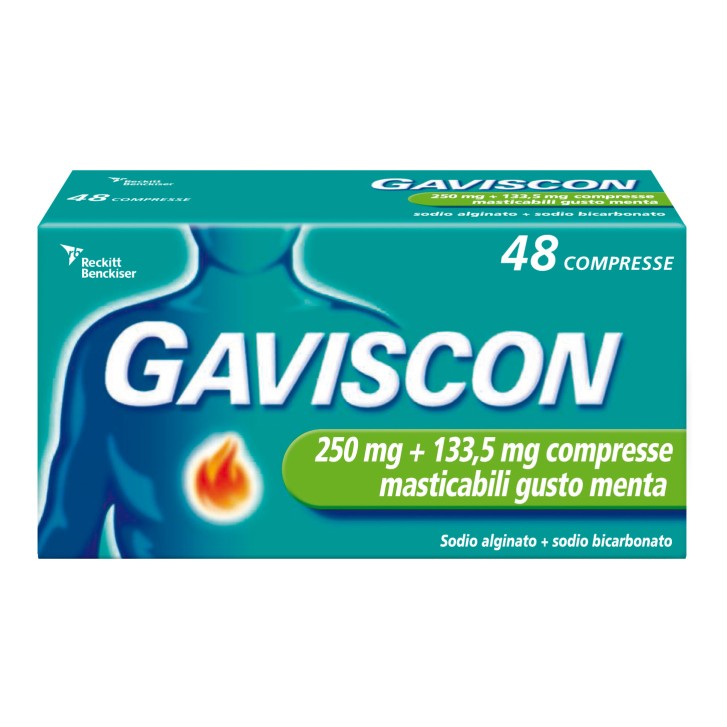 Gaviscon Aroma Menta 250 mg + 133,5 mg 48 Compresse Masticabili