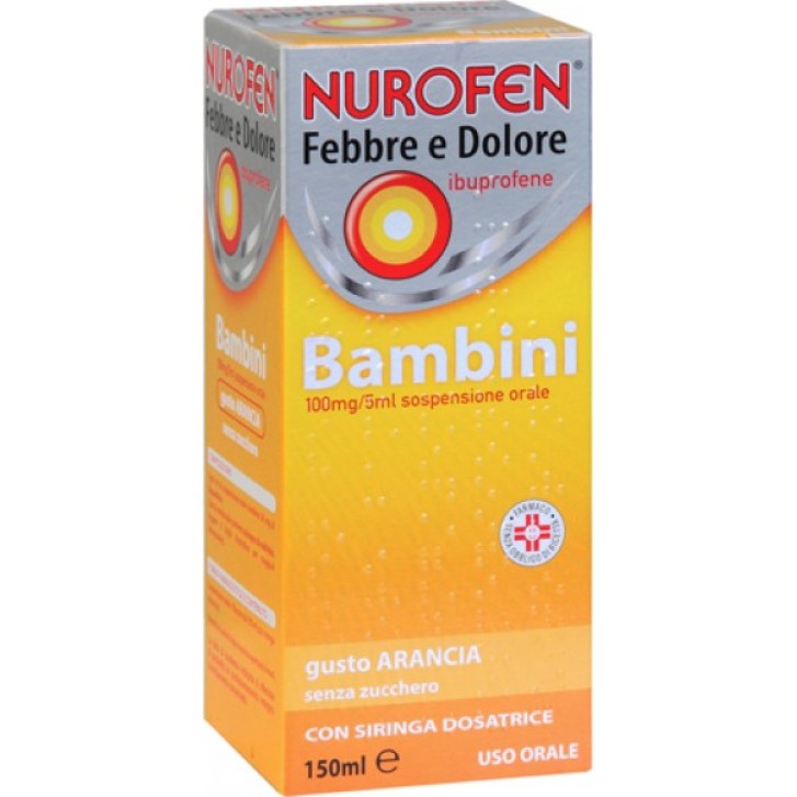 Nurofen Febbre e Dolore Bambini 100 mg/5 ml Gusto Arancia 150 ml