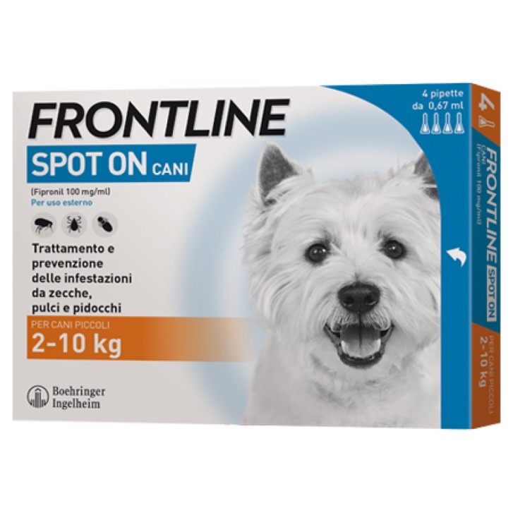 Frontline Spot-On Cani Taglia Piccola 2-10 kg 4 Pipette Monodose
