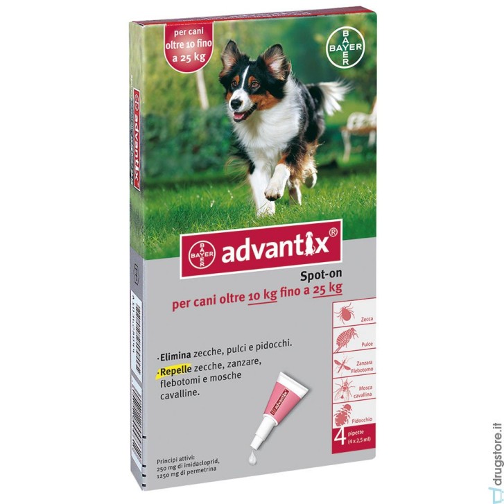 Advantix Spot-On Cani da 10 a 25 kg 4 Pipette Monodose