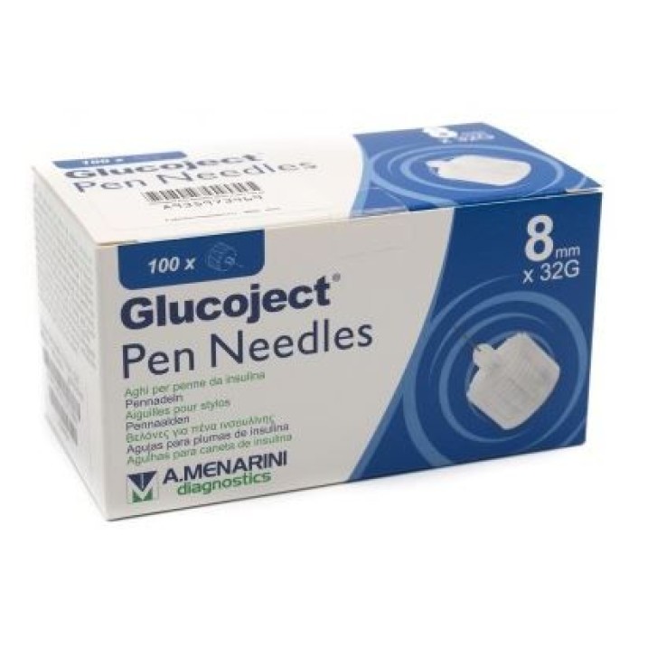 Glucoject Pen Needles G32 8 mm Aghi per Penne da Insulina 100 pezzi