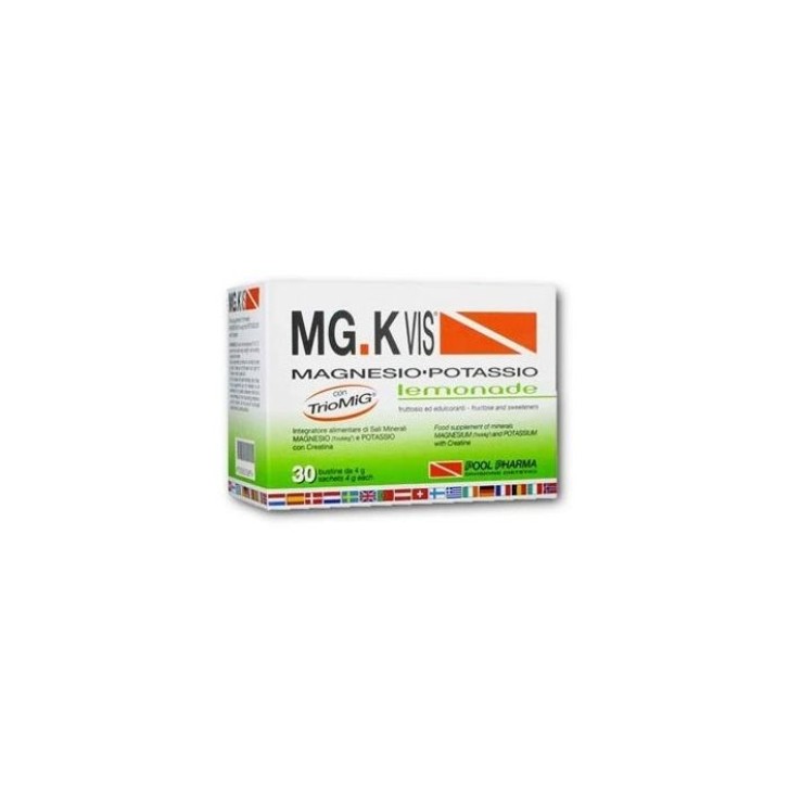 MG K Vis Magnesio e Potassio 30 Bustine Gusto Limone - Integratore Sali Minerali