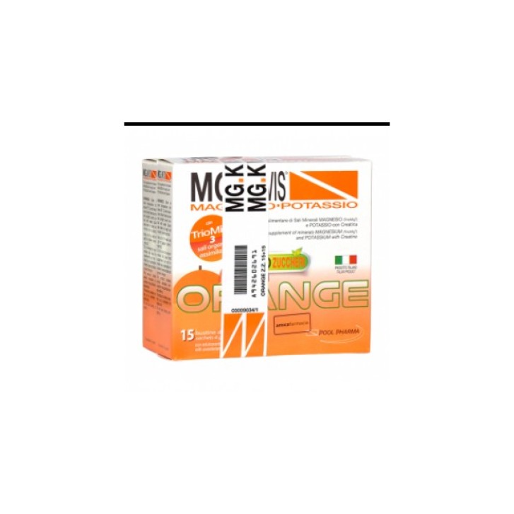 MG K Vis Magnesio e Potassio Arancia Zero Zuccheri 15+15 Bustine - Integratore Sali Minerali