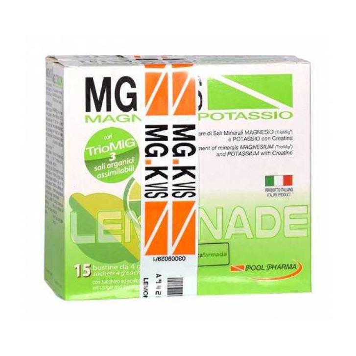 MG K Vis Magnesio e Potassio Limone 15+15 Bustine - Integratore Sali Minerali