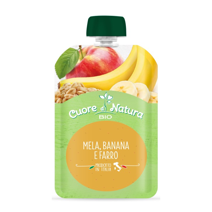 Plasmon Cuore di Natura Bio Pounch Mela, Banana e Farro 100 grammi
