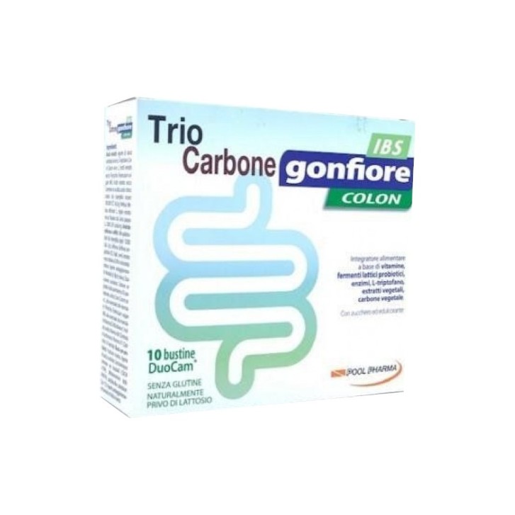 Trio Carbone Gonfiore Colon IBS 10 Bustine - Integratore di Fermenti Lattici