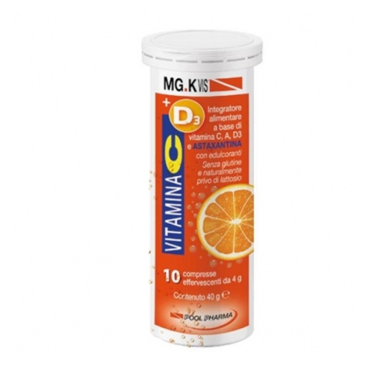 MG K Vis Vitamina C+D3+A+ Astaxantina Integratore Immunostimolante 10 Compresse Effervescenti