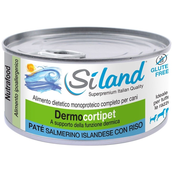Siland Dermocortipe Cane Patè Salmerino Islandese Riso 155 grammi