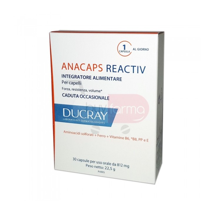 Ducray Anacaps Reactiv 30 Capsule - Integratore Anticaduta Capelli e Unghie