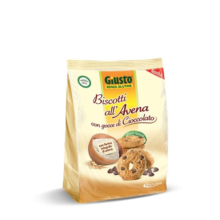 Giusto Senza Glutine Biscotti all'Avena con Gocce di Cioccolato Gluten Free 250 grammi