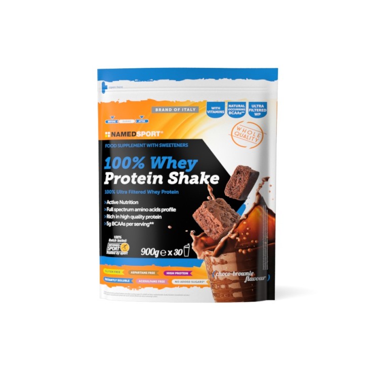Named Sport 100% Whey Protein Shake Choco Brownie 900 grammi - Integratore Proteico