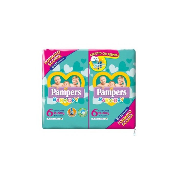 Pampers Baby Dry Duo Extralarge Misura 6 30 pezzi