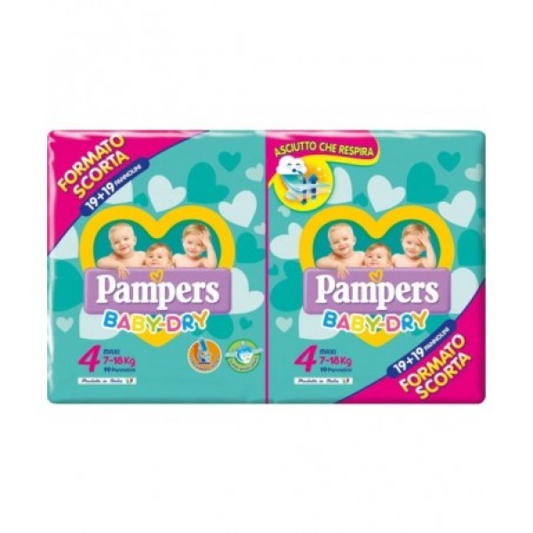 Pampers Baby Dry Duo Maxi Misura 4 38 pezzi