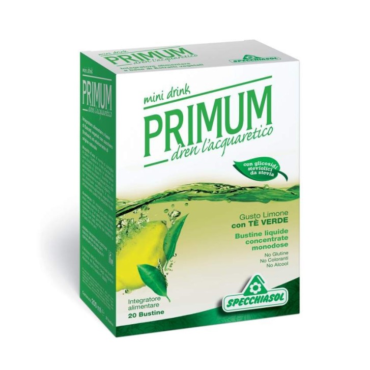 Specchiasol Primum Drenante Gusto Te' Verde e Limone 20 Buste - Integratore Alimentare