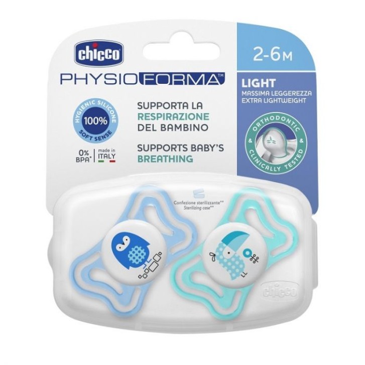 Chicco Succhietto Light Boy Silicone 2 - 6 mesi 2 Pezzi