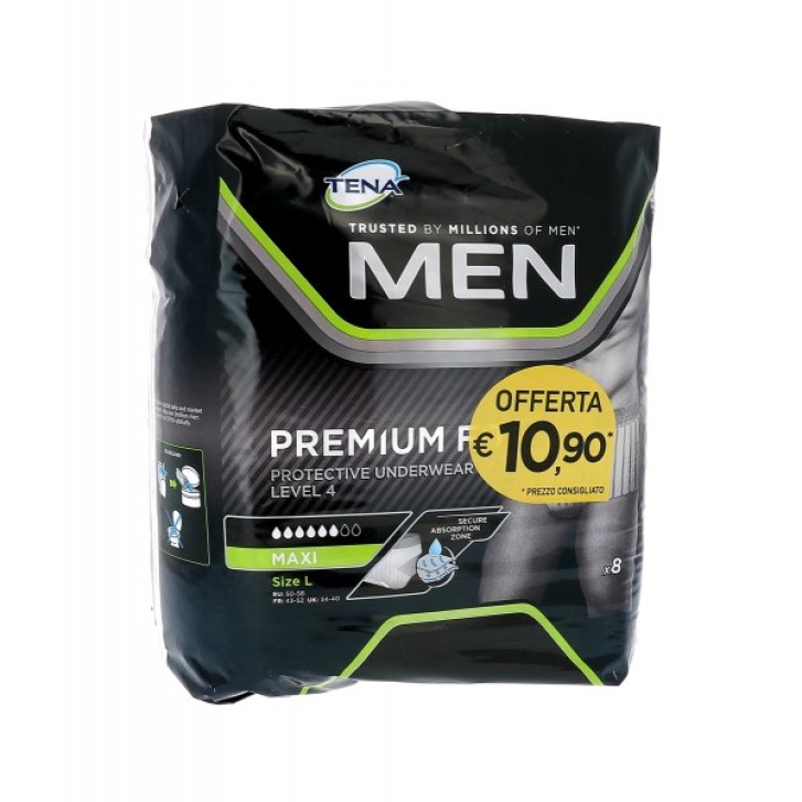Tena Men Premium Fit Protective Underwear Livello 4 Taglia L 8 Pezzi