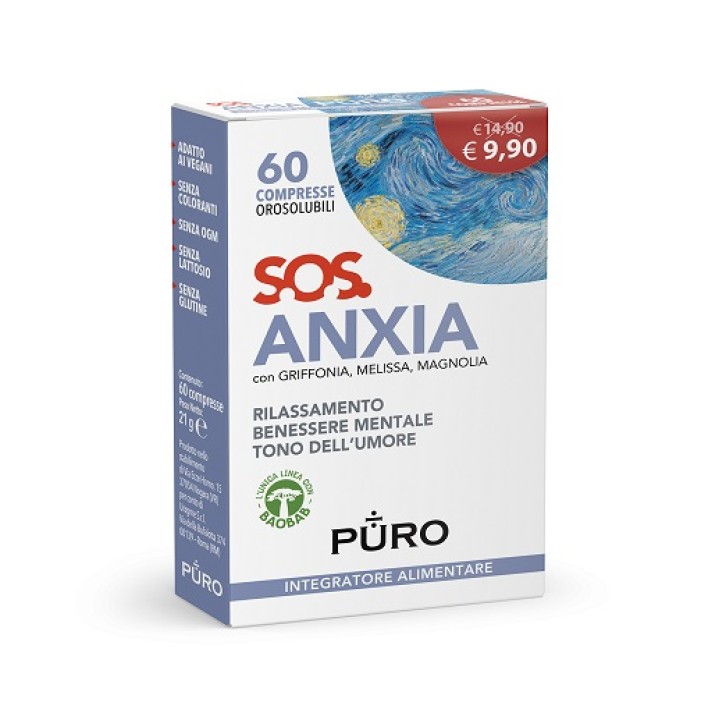 Puro SOS Anxia 60 compresse orosolubili - Integratore per l'ansia