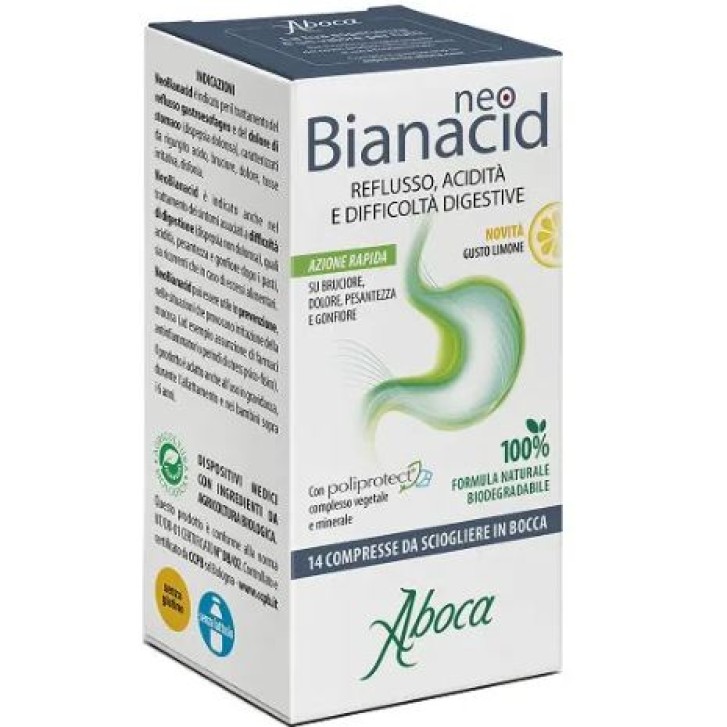 Aboca NeoBianacid Limone 14 compresse - Dispositivo Medico contro Acidità e Reflusso