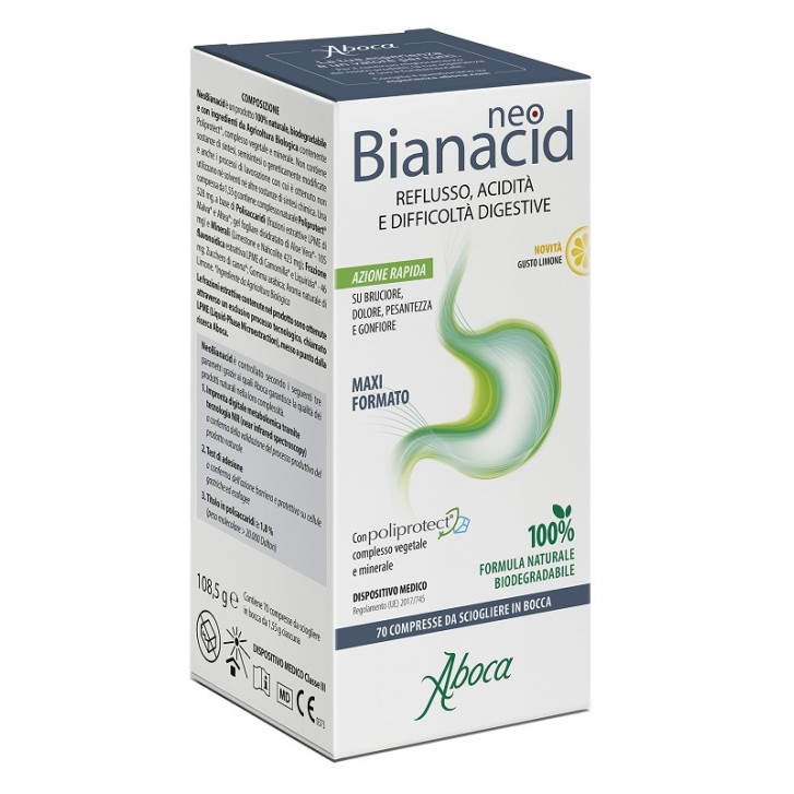 Aboca NeoBianacid Limone 70 compresse - Dispositivo Medico contro Acidità e Reflusso