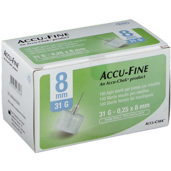 Accu-Chek Ago Accu-Fine G31 8 mm Ago per Penna Insulina 100 Pezzi