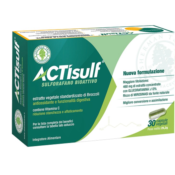 Actisulf Sulforafano 30 capsule vegetali - Integratore Antiossidante e contro la Stanchezza
