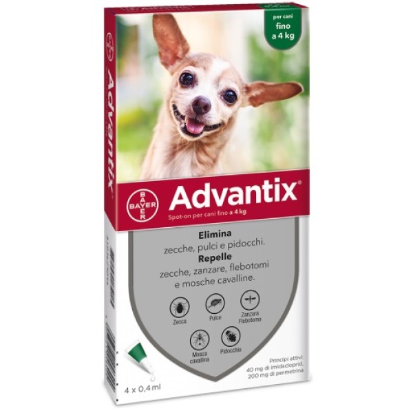 Advantix Spot-On Cani fino a 4 kg 4 Pipette Monodose