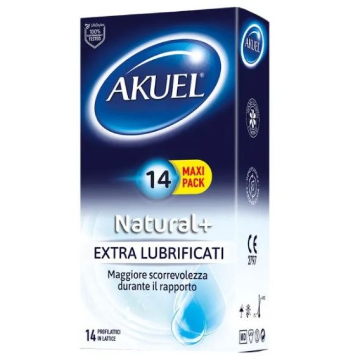 Akuel Natural + Profilattici Extra Lubrificanti 14 pezzi