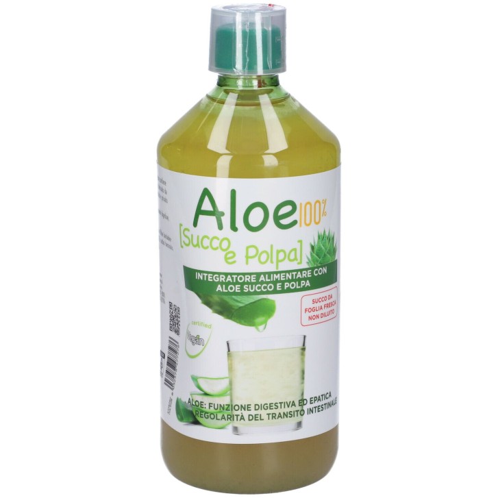 Aloe 100% Succo e Polpa 1 Litro - Integratore per Funzionalit&agrave; Digestiva ed Epatica