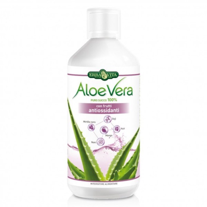 Erba Vita Aloe Vera Succo 100% Fresco Aroma Mirtillo 500 ml - Integratore Depurativo