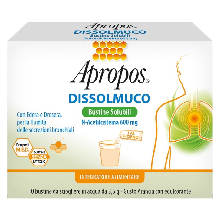 Apropos Dissolmuco 10 bustine - Integratore Secrezioni Bronchiali