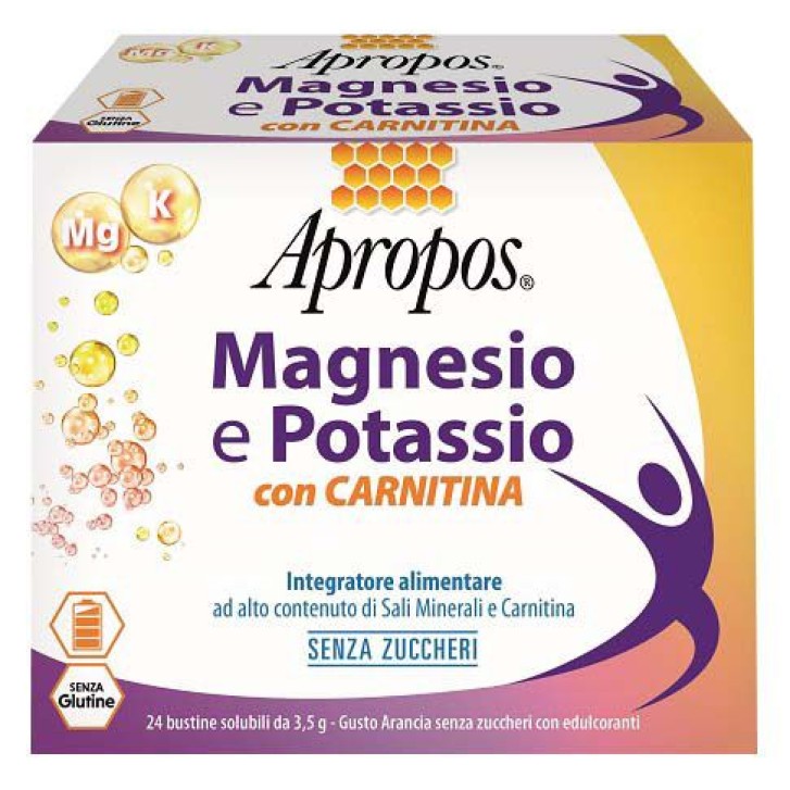 Apropos Magnesio e Potassio con Carnitina 24 bustine - Integratore contro la Stanchezza