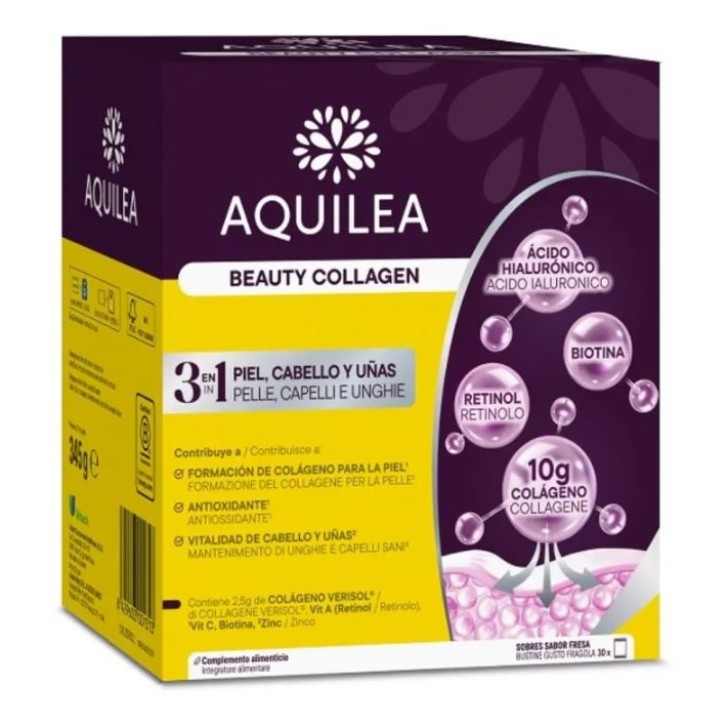 Aquilea Beauty Collagen 30 bustine - Integratore Benessere Pelle Capelli e Unghie