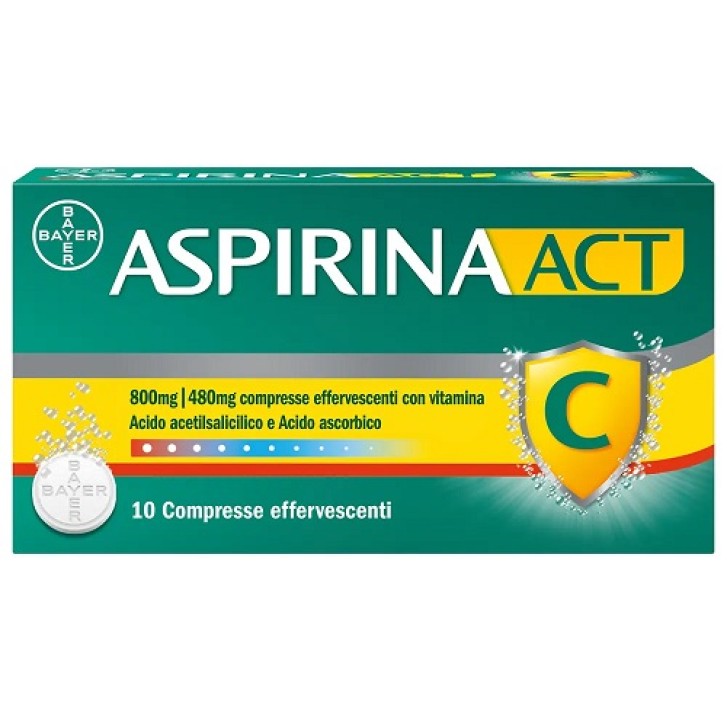 Asprina Act 800+400mg Acido Acetilsalicilico 10 compresse effervescenti