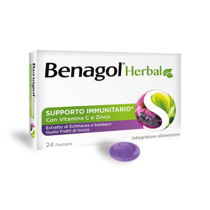 Benagol Herbal Frutti di Bosco 24 Pastiglie - Integratore Difese Immunitarie