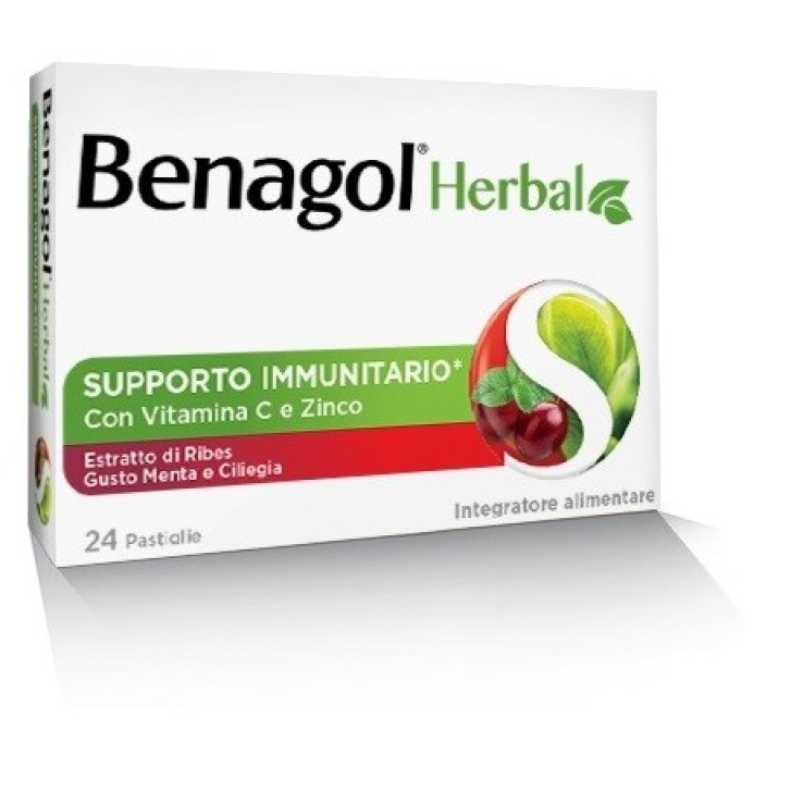 Benagol Herbal Menta e Ciliegia 24 Pastiglie - Integratore Difese Immunitarie