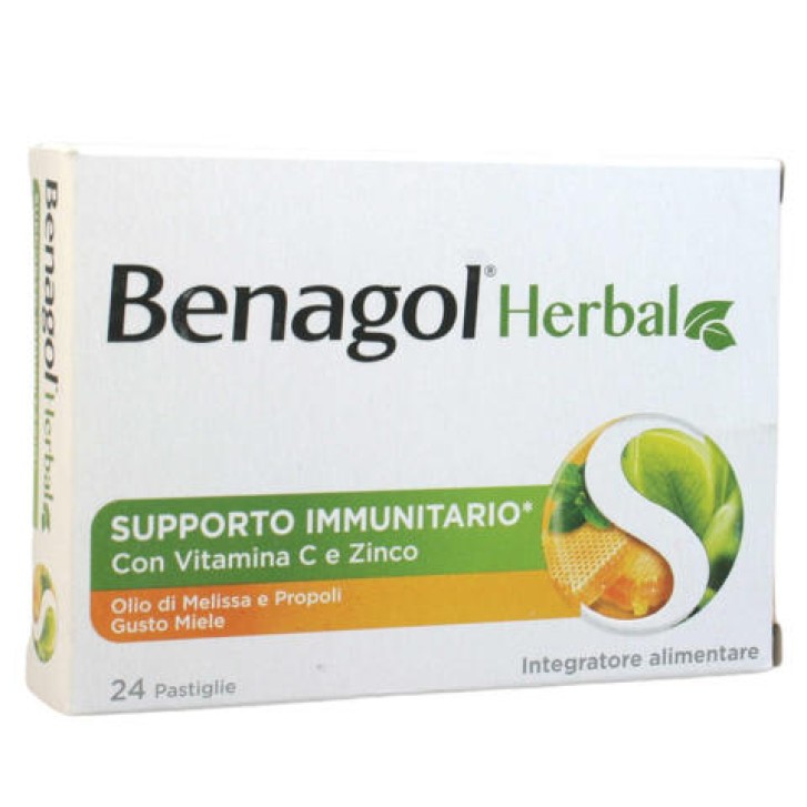 Benagol Herbal Gusto Miele 24 Pastiglie - Integratore Difese Immunitarie