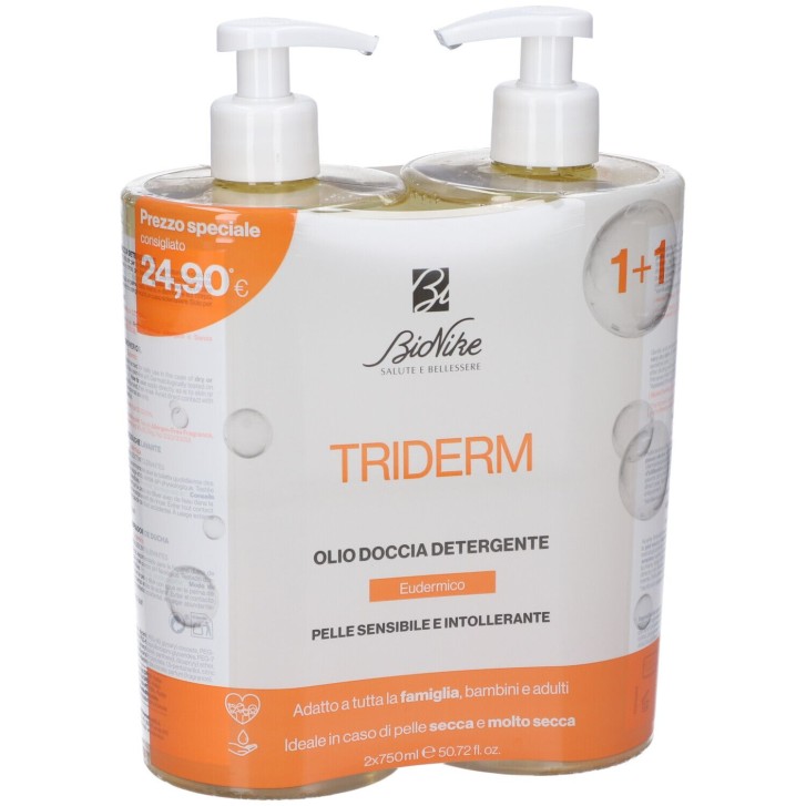 BioNike Triderm BiPack Olio Doccia Detergente Eudermico 2 x 750 ml