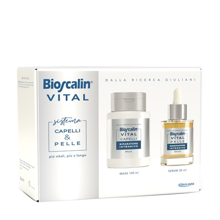 Bioscalin Vital Sistema Cofanetto Capelli e Pelle Maschera Riparatrice Intensiva 100 ml + Siero Rinnovatore Intensivo 30 ml