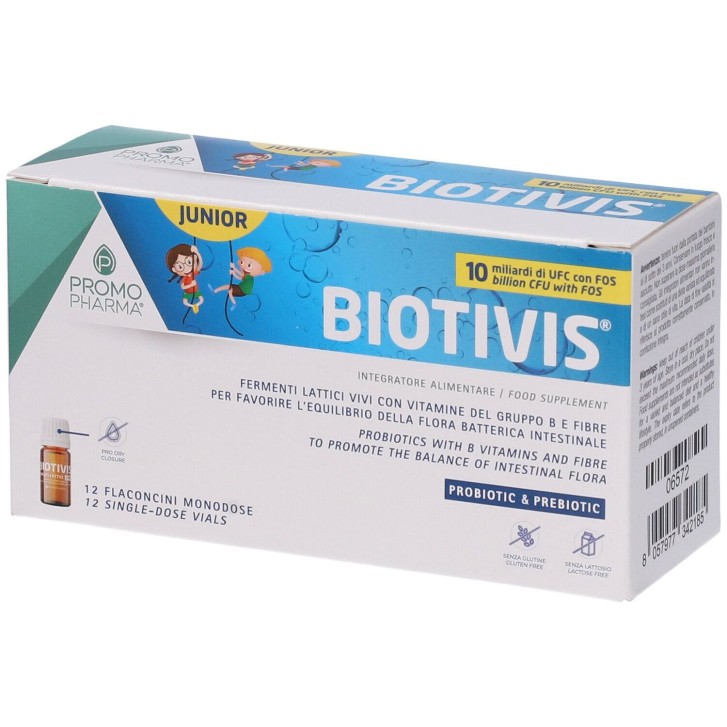 Promopharma Biotivis Junior 10 Miliardi 12 Flaconcini - Integratore di Fermenti Lattici