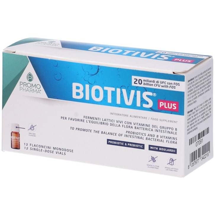 Promopharma Biotivis Plus 20 Miliardi 12 Flaconcini - Integratore di Fermenti Lattici