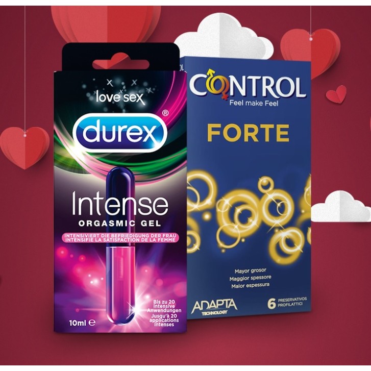Bundle speciale San Valentino - Control forte 6 pezzi + Durex Intense Orgasmic Gel 10ml