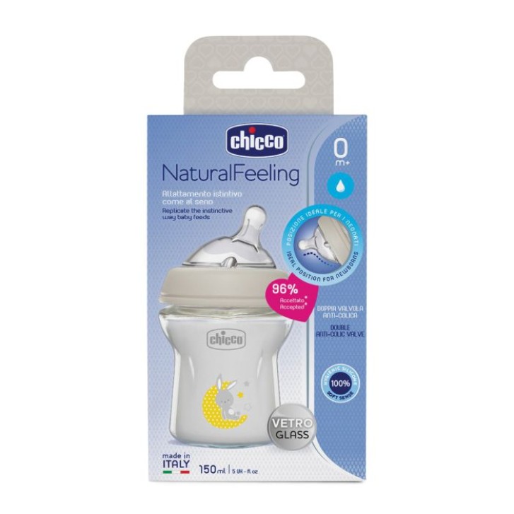 Chicco Biberon Natural Feeling Vetro 0m+ 150 ml