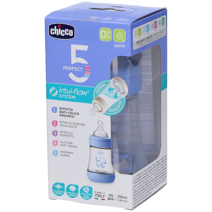 Chicco Biberon P5 Slow Boy Azzurro 150 ml