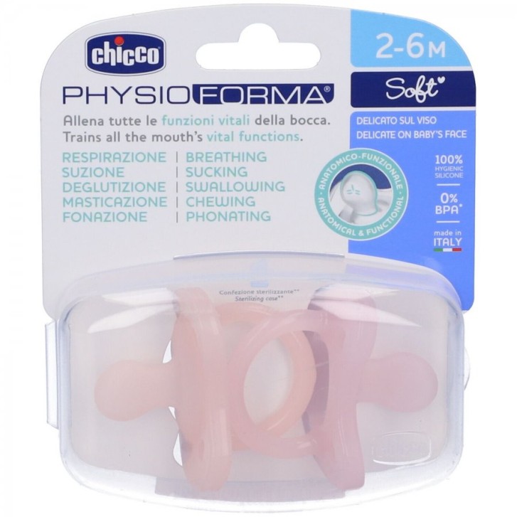 Chicco Gommotto Physio Silicone Rosa 2-6 mesi 2 pezzi