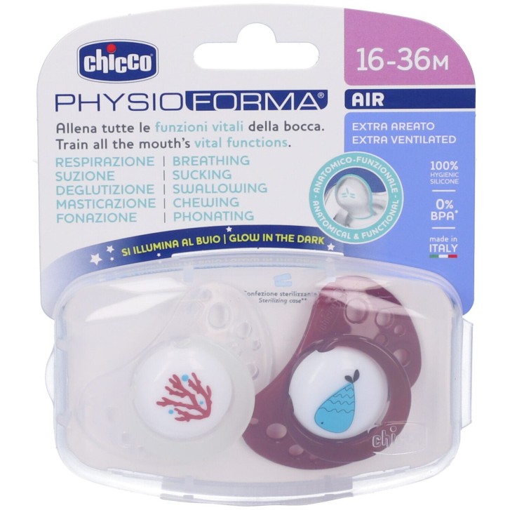 Chicco Succhietti Air Rosso Lumi Silicone 16-36 Mesi 2 pezzi