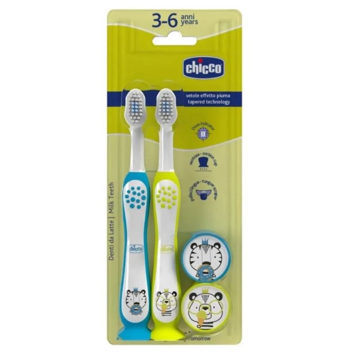 Chicco Spazzolino Azzurro Giallo 3-6 anni 2 pezzi