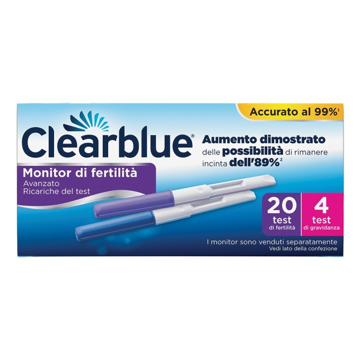 Clearblue Advanced Test di Ricambio per Monitor di Fertilità 20 Test di Fertilità + 4 Test di Gravidanza