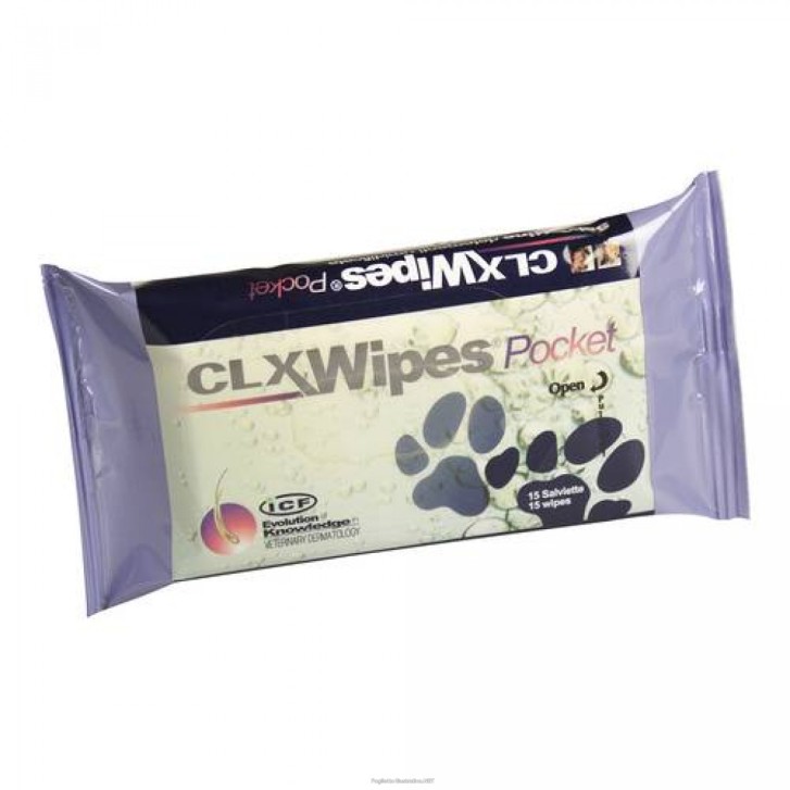 Clorexyderm Wipes Pocket Salviette Disinfettanti Cani e Gatti 15 pezzi
