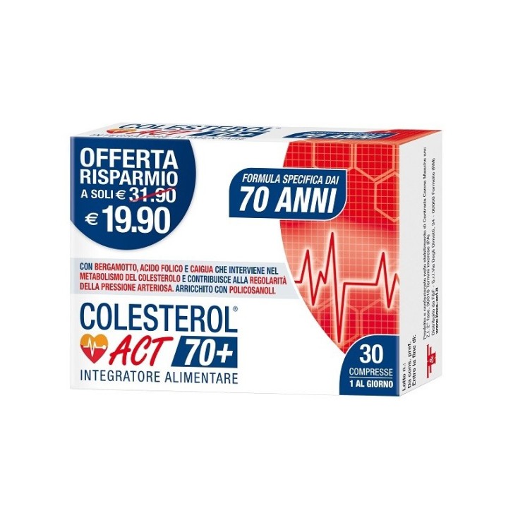Colesterol Act 70+ 30 compresse - Integratore Controllo Colesterolo e Pressione